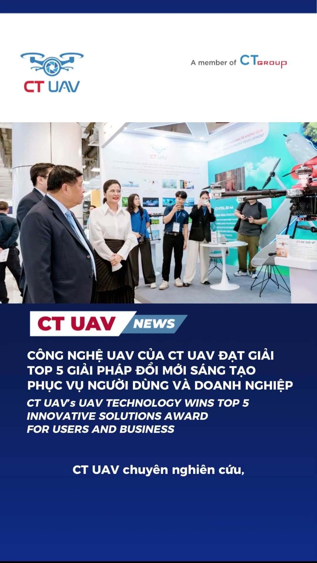 Công nghệ UAV - CT UAV đạt giải top 5 giải pháp đổi mới sáng tạo phục vụ người dùng và doanh nghiệp