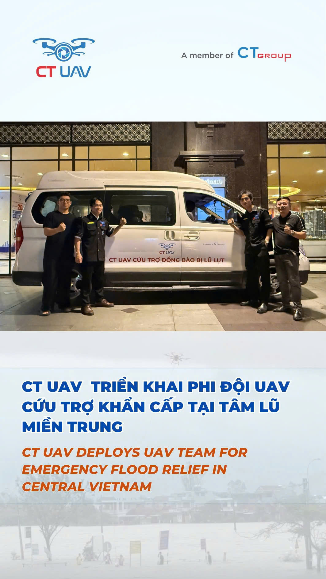 CT UAV deploys UAV squadron for emergency flood relief in Central Vietnam